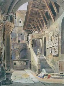 Court of the Bargello, Florence, 1839 by Thomas Hartley Cromek