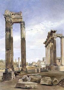 The Temples of Vespasian and Saturn, with the Temple of Castor Beyond, the Forum, Rome by Thomas Hartley Cromek