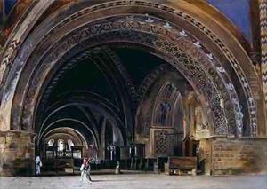 The Interior of the Lower Basilica of St Francis of Assisi by Thomas Hartley Cromek