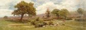 Sheep And Cattle Grazing In A Landscape by Edward Henry Holder