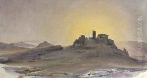 The Acropolis of Athens at sunset by Thomas Hartley Cromek