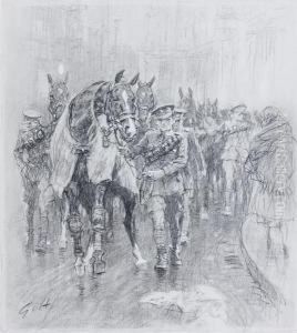 An Army Horse And Soldier by Gilbert Holiday