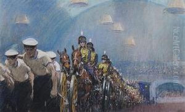 The Royal Navy And Royal
Artillery Gun Teamswith Life Guards At The Royal Tournament, Olympia - view 1