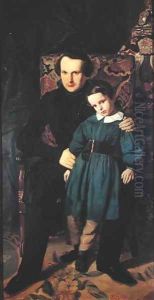 Victor Hugo (1802-85) and his Son, Francois-Victor, 1836 by Auguste de Chatillon