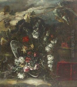 Prachtvolles Blumenstillleben. by John Holland