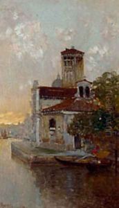 A Venetian Canal At Dusk