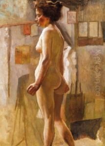 Nude In The Studio by Simon Hollosy