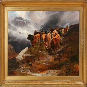 Cattle In Thescottish Highland by William Perring Hollyer