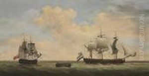 A Royal Navy 14-gun Brig Accepting The Surrender Of A Dutch Eastindiaman