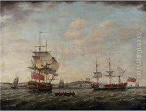 British 6th Rate Man Of War Off Dover