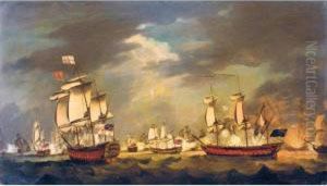 A Naval Engagement, Probably The
 Moonlight Battle: The Battle Of Cape St Vincent, 16th January 1780