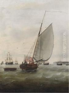 The Cutter Mermaid Running Into The Fleet Anchorage At The Downs