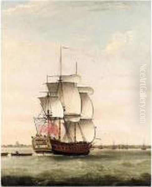Man'o'war In Full Sail; Hauling In The Nets - view 1
