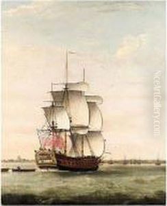 Man'o'war In Full Sail; Hauling In The Nets by Francis Holman