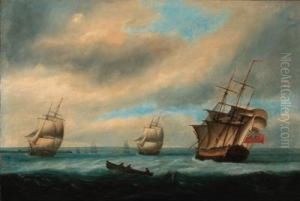 Ships Of The Fleet Off A Naval Dockyard