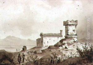 Italian Landscape with Ancient Roman Sarcophagus by Sir Augustus Wall Callcott