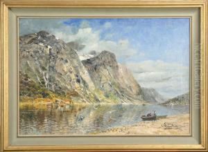 Fjordlandskap, Sign J. Holmlund by Josefina Holmlund