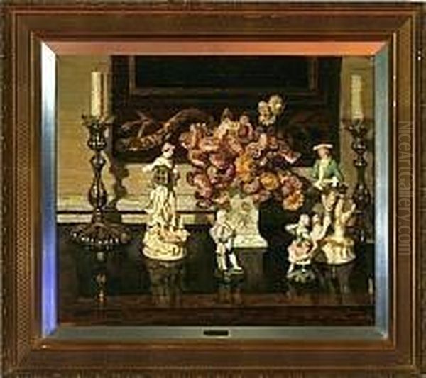 A Still Life With Porcelain Figurines On A Table - view 1