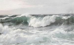 Waves Off The Lighthouse, Biarritz by Lauritz B. Holst
