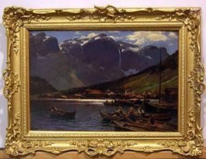 Fiskare Pa Fjorden, Norge.