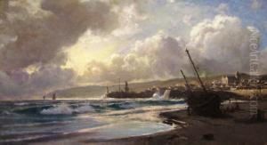Moored Boat On A Beach