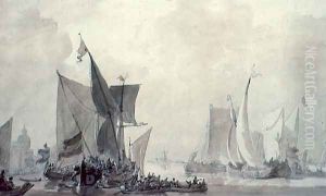 Sea Piece with Dutch shipping by Sir Augustus Wall Callcott