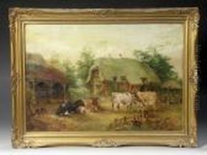 E F Holt 1893 - Goats And Ducks
In Afarmyard Setting , Oil On Canvas, Signed And Dated, Framed, 19 by Edwin Frederick Holt
