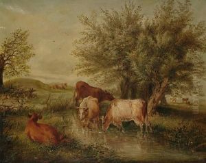 Cattle Watering by Edwin Frederick Holt