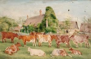 Cows In Landscape by Edwin Frederick Holt