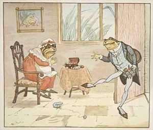 An illustration from 'A Frog He Would A Wooing Go' by Sir Augustus Wall Callcott