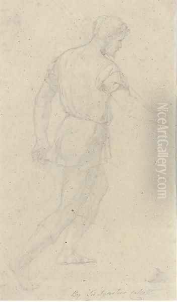 Study of a man holding a staff - view 1