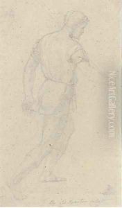 Study of a man holding a staff by Sir Augustus Wall Callcott