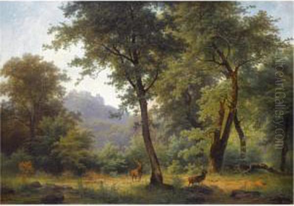 Waldlandschaft Mit Reh (forest Landscape With Deer) - view 1