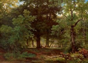 Cervi Sui Prati Del Prater A Vienna by Joseph Holzer