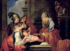 The Blind Prophet Tiresias with the Baby Narcissus, after 1666 by Giulio Carpioni