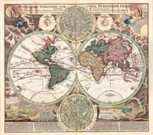 "welt- Und Sternenkarte " Kolorierte Radierung by Johan Baptist Homann