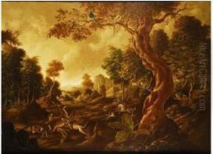 Paisaje Con Escena De Caza by Abraham Danielsz. Hondius