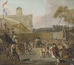 A Crowd Watching Bear-baiting In A Town Square by Abraham Danielsz. Hondius