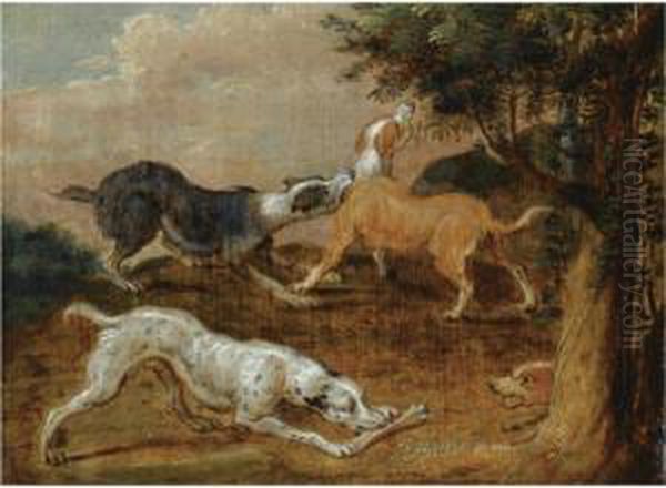 Four Hounds In A Wooded Landscape - view 1