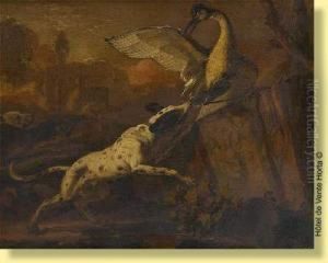Meute De Chiens Et Heron