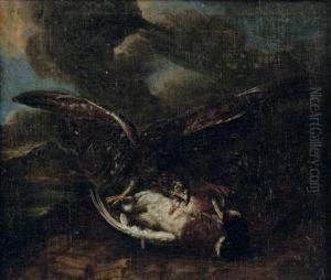 A Bird Of Prey Attacking A Duck by Abraham Danielsz. Hondius