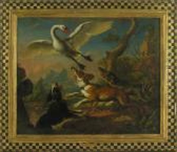 Hounds Putting Up A Nesting Swan; Hounds Capturing A Nesting Goose - view 1