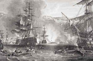 The Bombardment of Algiers, 27 August 1816, from `Illustrations of English and Scottish History' Volume II by George Chambers