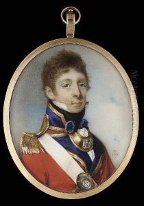 Lieutenant And Captain The Hon.
William George Crofton (d.1814), Wearing The Uniform Of The Coldstream
Guards, Scarlet Coat With Gold Edged Blue Facings And Collar, Gold
Epaulette, White Crossbelt With Regimental Belt Plate, Gilt Gorget And
Black Lieutenant And Captain The Hon.
William George Crofton (d.1814), Wearing The Uniform Of The Coldstream
Guards, Scarlet Coat With Gold Edged Blue Facings And Collar, Gold
Epaulette, White Crossbelt With Regimental Belt Plate, Gilt Gorget And
Black