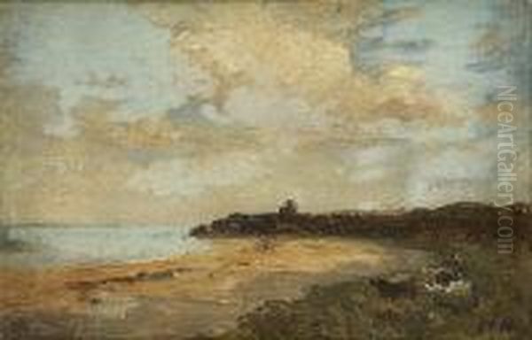 Cattle On Foreshore With Ruins In The Distance - view 1