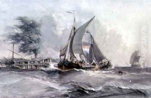A Windy Day: Boats in a Gale by George Chambers