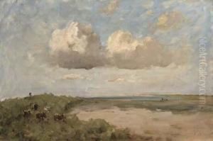 St Marnock's Strand And Sea With Five Cows
