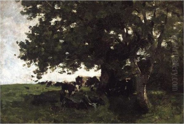 Cows Sheltering Under A Tree by Nathaniel R.H.A. Hone Ii,