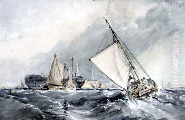 Old Men-of-War at Anchor: boats in a Gale - view 1