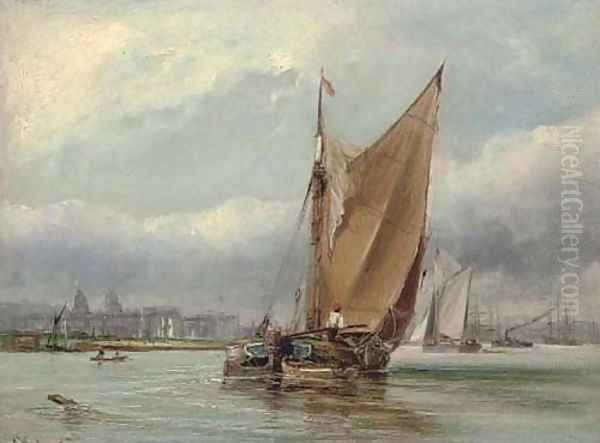 Barges on Greenwich Reach - view 1